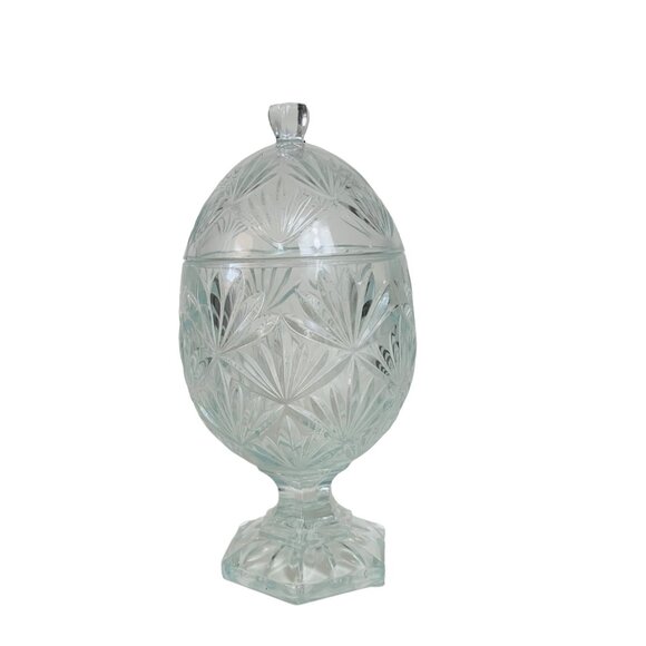 Luminarc USA Holiday Magic Crystal Candy Dish Octagon Pedestal Lid Trinket VTG - Picture 10 of 16